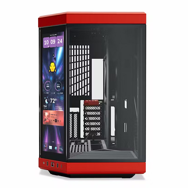 Gabinete Hyte Y70, Pantalla Touchscreen 4k/60Hz, Midtower, E-ATX, Negro con Rojo - CS-HYTE-Y70-BR-L