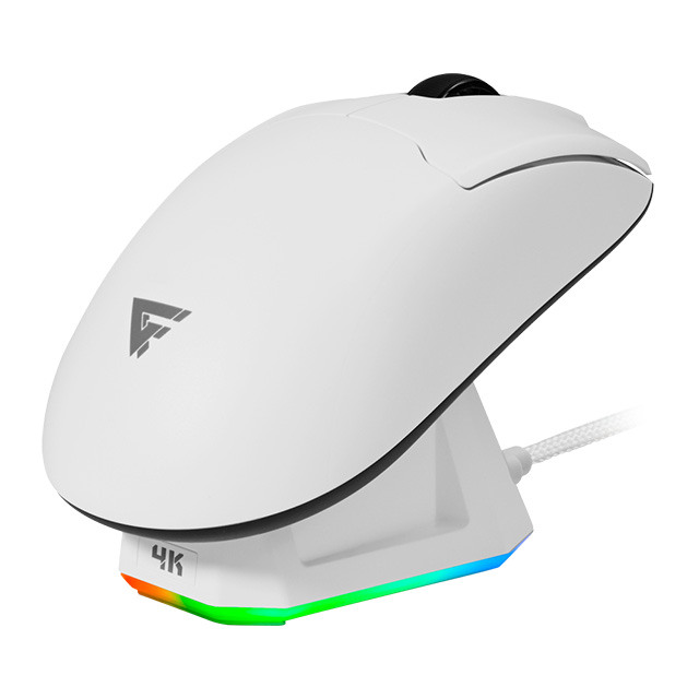 Mouse GameFactor MOW800, Inalámbrico, 26,000 DPI, Pixart 3395, Base recargable, Blanco - MOW800-WH