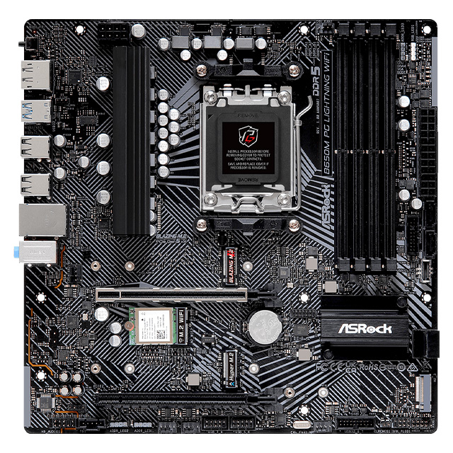 Tarjeta Madre ASRock B650M Phantom Gaming Lightning WiFi, Socket AM5, Micro-ATX, DDR5 7200Mhz, 3x M.2, PCIe 5.0