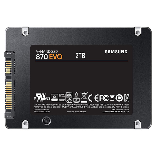 Unidad de Estado Solido SSD Samsung 870 Evo, 2TB, 560/530 MB/s, SATA III - MZ-77E2T0