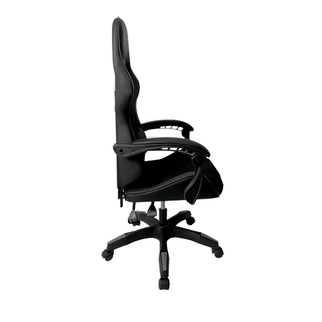 Silla Ergonómica para Gamer Power Rush V2 Chica, Tela y Piel, Reclinable, Base de Metal, Soporta 120 kg, Color Negro – BR-934534