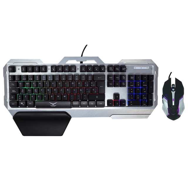 Combo de Teclado y Mouse Gamer Naceb Cyborg, Alámbrico, 3,200 DPI, Base metálica, Membrana, Español - NA-0911