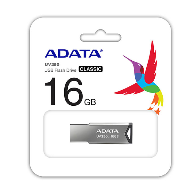 Memoria USB Adata UV250, 16GB, USB 2.0, Lectura 25MB/s, Escritura 10MB/s, Gris - AUV250-16G-RBK