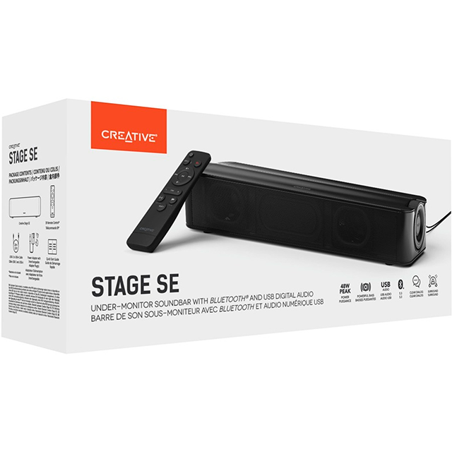 Barra de Sonido Creative Labs Stage SE, 2.0 Canales, 48W RMS, Bluetooth/Aux, Negro - 51MF8410AA000
