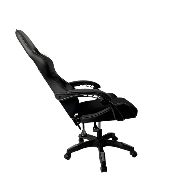 Silla Ergonómica para Gamer Power Rush V2 Chica, Tela y Piel, Reclinable, Base de Metal, Soporta 120 kg, Color Negro – BR-934534