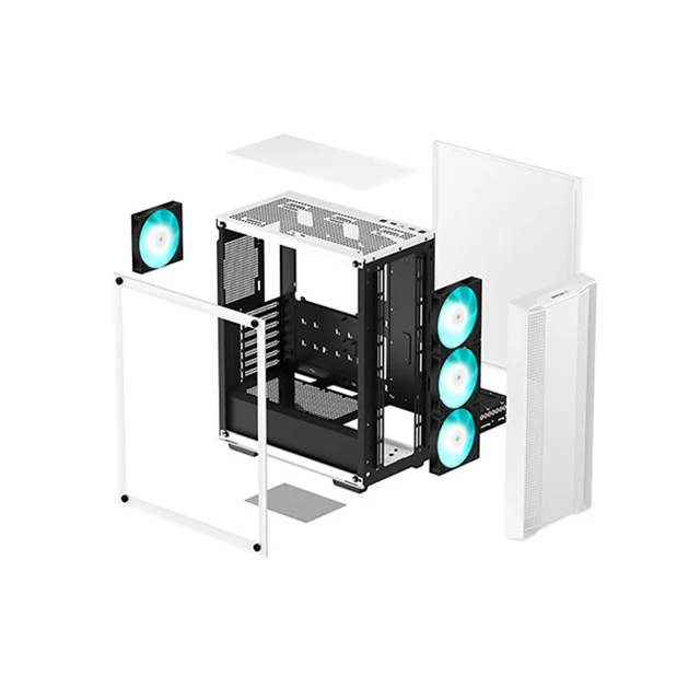 Gabinete DeepCool CC560 WH V2, Midtower, 4 Ventiladores Azules, ATX, Blanco - R-CC560-WHGAA4-G-2