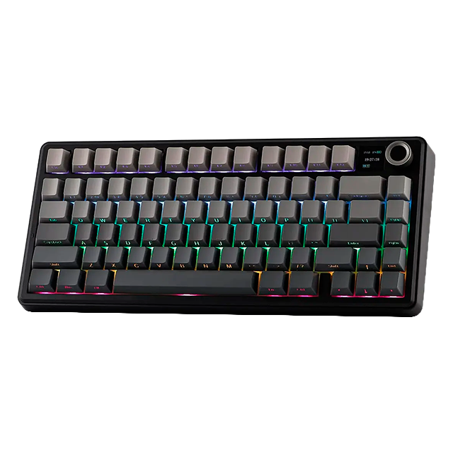 Teclado Mecánico Aula F75 MAX Wireless, 70%, pantalla integrada, triple conexión, switches Reaper, gasket, RGB, negro/gris – 8500-0052