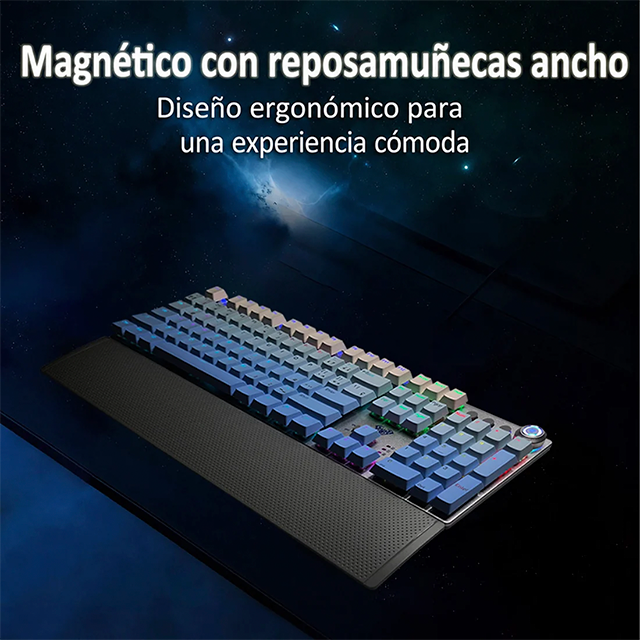 Teclado Mecánico AULA F2088 Air Black, 104 Teclas, Alámbrico USB-C, Reposamuñecas Removible, Perilla Multimedia, RGB – 8500-0070
