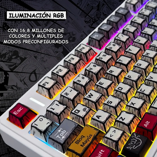 Teclado Mecánico Inalámbrico AULA F75 Comic, 75%, Star Vector Switch, Triple Conexión, Hot-Swap, Gasket, RGB, Español – 8500-0078