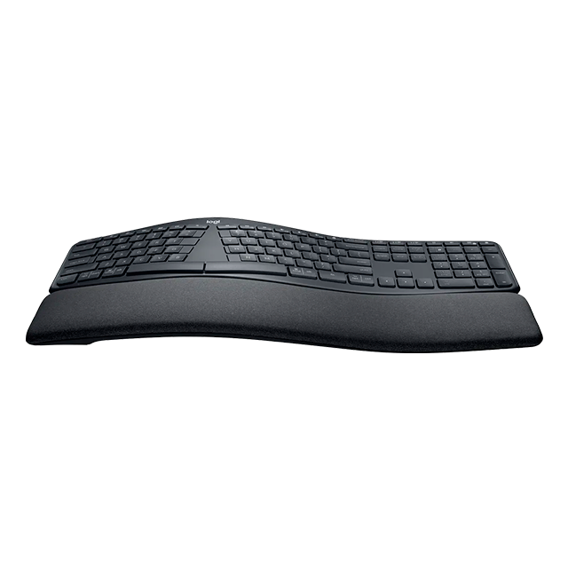 Teclado Ergonómico Inalámbrico Logitech ERGO K860, Diseño Curvo y Partido, Reposamanos Acolchado, Color Grafito, Español - 920-009845