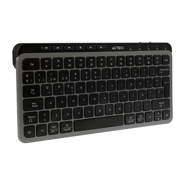 Teclado Multidispositivo Acteck Inspire Krea TI750, 65%, 85 Teclas, 2.4 GHz, Bluetooth 5.1, Membrana Tipo Tijera, Recargable, Negro-Gris – AC-940092