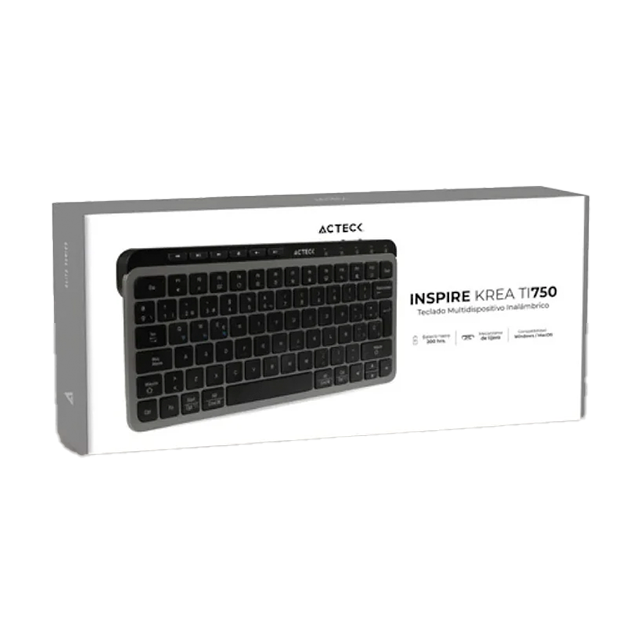 Teclado Multidispositivo Acteck Inspire Krea TI750, 65%, 85 Teclas, 2.4 GHz, Bluetooth 5.1, Membrana Tipo Tijera, Recargable, Negro-Gris – AC-940092