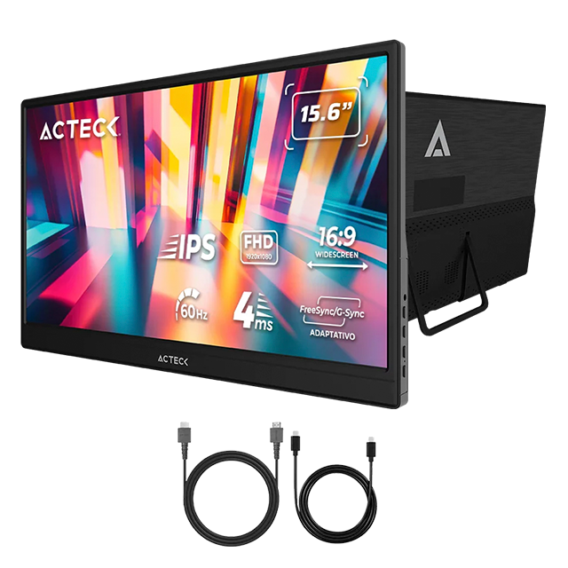 Monitor Portátil Acteck LinkPad LP15Y, 15.6", Full HD 1920 x 1080, 60Hz, USB-C/Mini HDMI – AC-943093