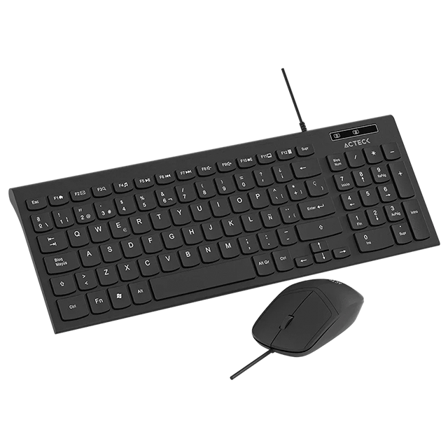 Kit Teclado y Mouse Acteck Creator Compact MK235, Alámbrico USB-A, Teclado 80% de 96 Teclas, Mouse Óptico 1200 DPI, Negro – AC-945936