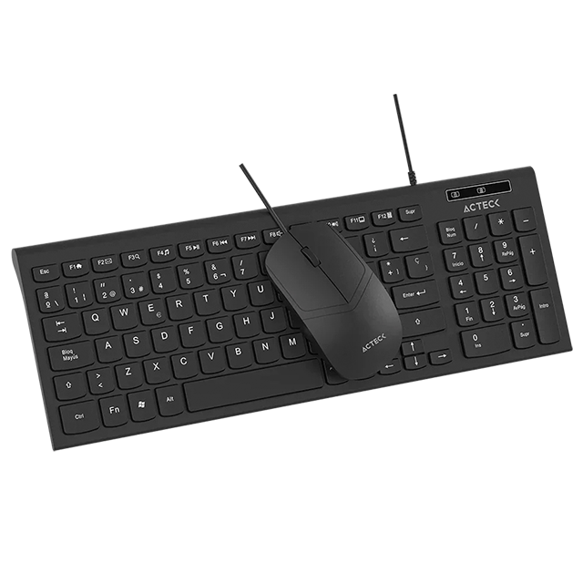 Kit Teclado y Mouse Acteck Creator Compact MK235, Alámbrico USB-A, Teclado 80% de 96 Teclas, Mouse Óptico 1200 DPI, Negro – AC-945936