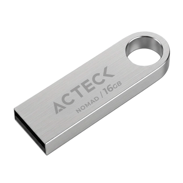 Memoria USB Acteck Nomad Metal MUF-16000, 16GB, USB 2.0, lectura 25 MB/s, escritura 5 MB/s, metálica plata – AC-946209