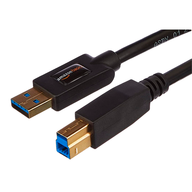 Cable USB-A a USB-B 3.0 Amazon Basics, 4.8 Gbps, Conectores Chapados en Oro, 6 ft, Negro
