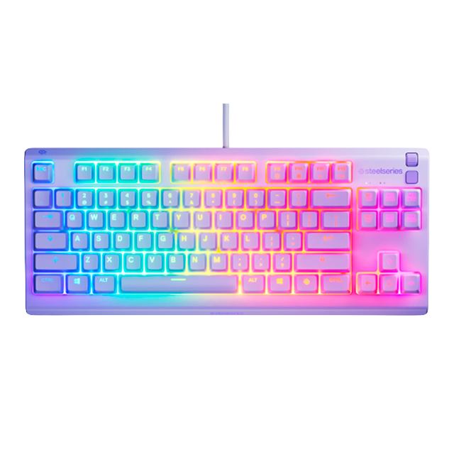 Teclado SteelSeries Apex 3 TKL Lavender, alámbrico, USB, RGB, IP32, TKL