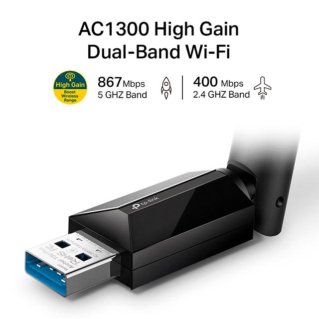 Adaptador USB Wi-Fi AC1300 Dual Band TP-Link Archer T3U Plus, Antena de Alta Ganancia, USB 3.0 – TP-Link Archer T3U Plus