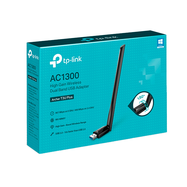 Adaptador USB Wi-Fi AC1300 Dual Band TP-Link Archer T3U Plus, Antena de Alta Ganancia, USB 3.0 – TP-Link Archer T3U Plus