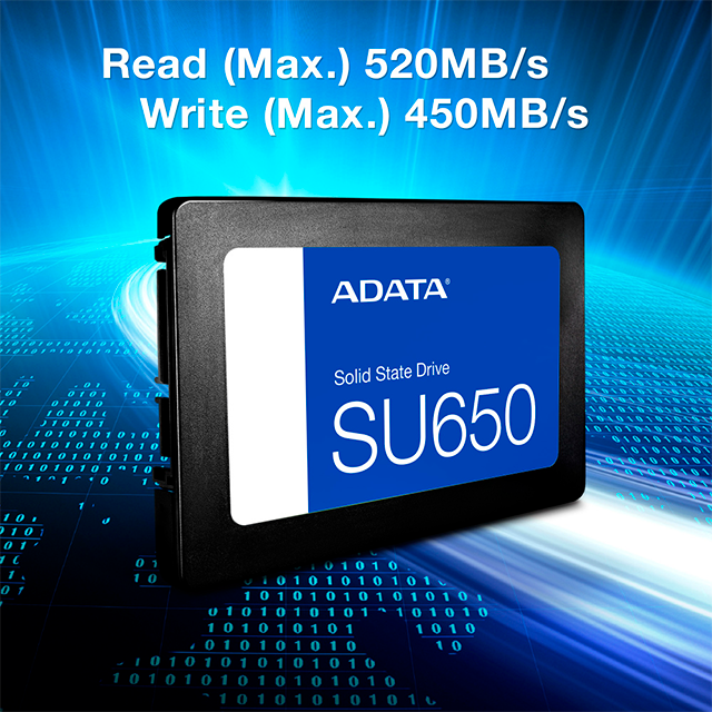 Unidad de Estado Solido SSD ADATA Ultimate SU650 512 GB, 2.5", SATA III 6 Gb/s, 3D NAND, Lectura 520 MB/s, Escritura 450 MB/s – ASU650SS-512GT-R
