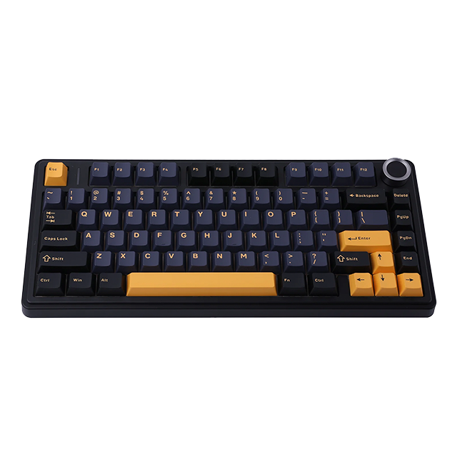 Teclado mecánico Aula F75 inalámbrico, 70%, triple conexión, Reaper switch, gasket 7 niveles, RGB, negro/amarillo – 8500-0014