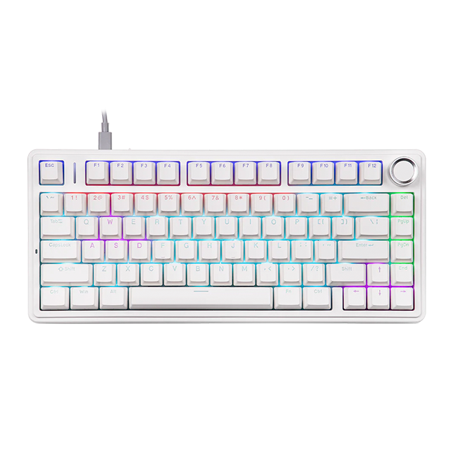 Teclado mecánico Aula F75 alámbrico, 70%, inglés, red switch, pads absorbentes, RGB, blanco – 8500-0061