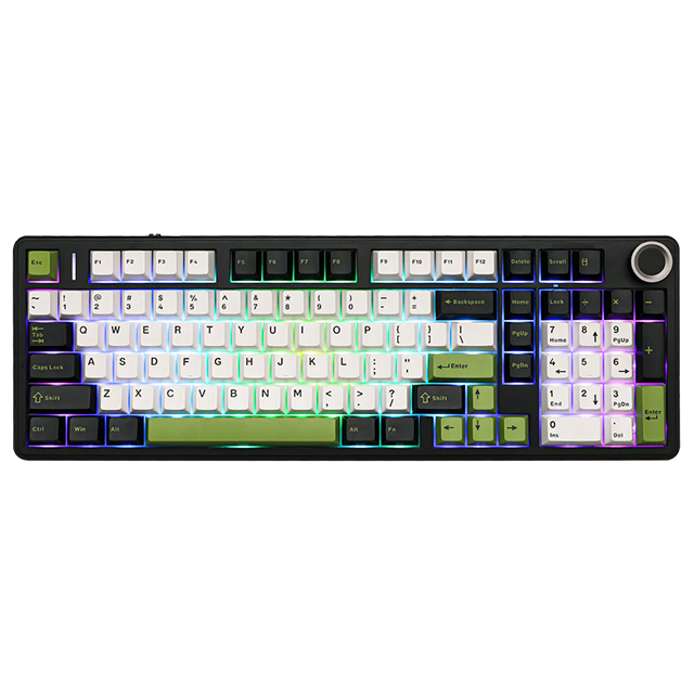 Teclado mecánico Aula F99 alámbrico, 90%, español, red switch, pads absorbentes, RGB, blanco/negro/verde – 8500-0007