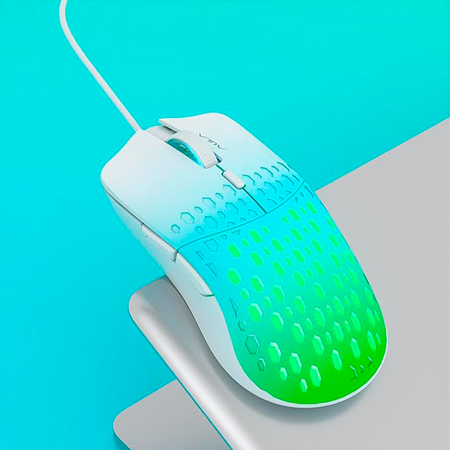 Mouse gamer Aula S11 Pro alámbrico, DPI ajustable 500–3600, RGB, Verde-Azul – 8500-0104