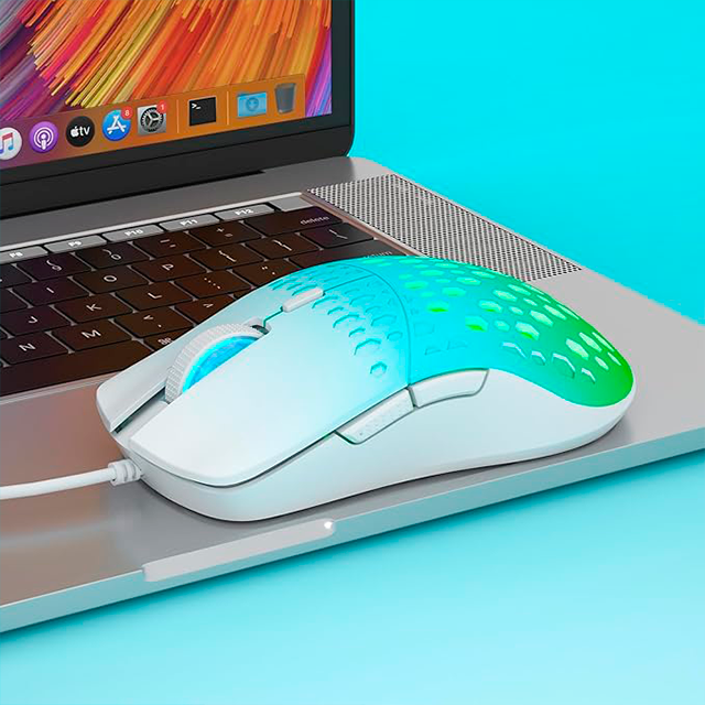 Mouse gamer Aula S11 Pro alámbrico, DPI ajustable 500–3600, RGB, Verde-Azul – 8500-0104