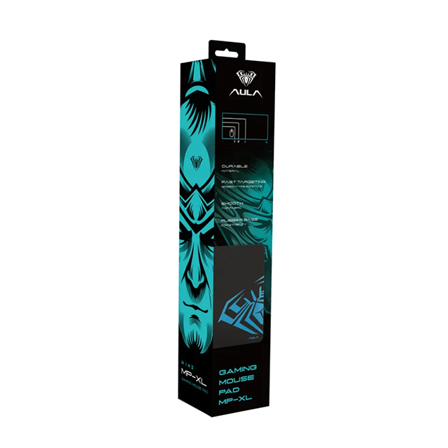 Mousepad Aula MP-XL, 900 × 400 × 3 mm, superficie textil, bordes cocidos, negro/azul – MP-XL