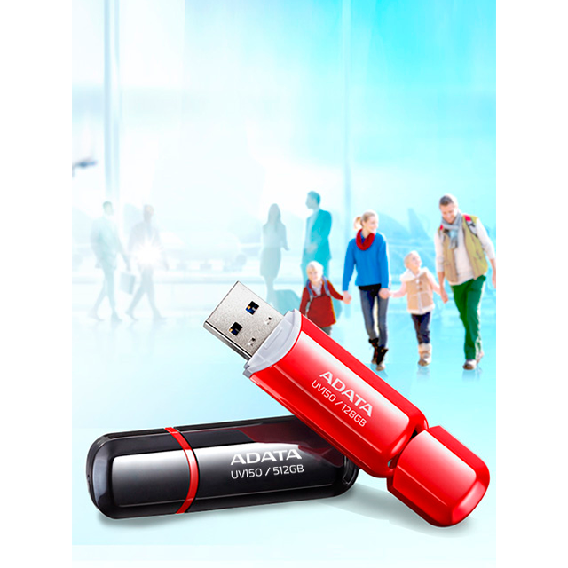 Memoria USB ADATA UV150 32 GB, USB 3.2 Gen 1, Lectura hasta 100 MB/s, Retrocompatible con USB 2.0, Negro – AUV150-32G-RBK