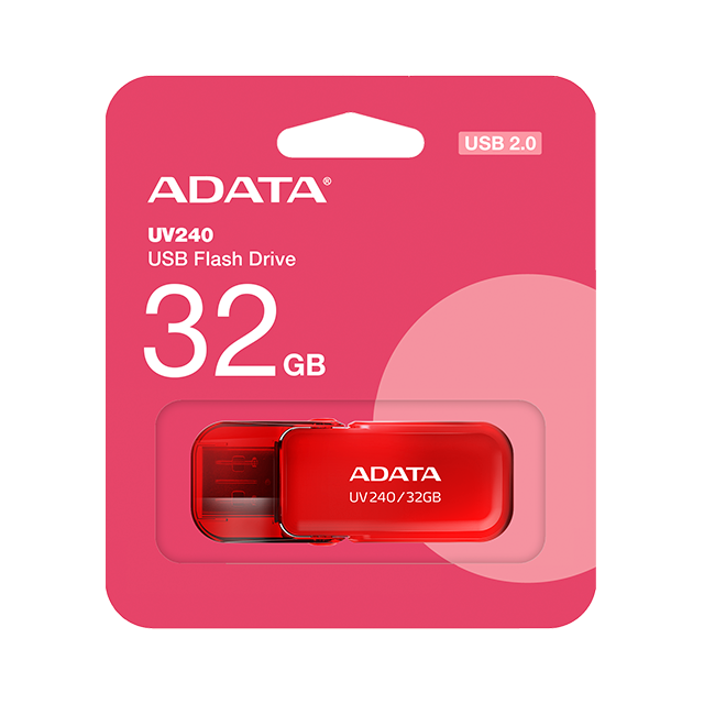 Memoria USB ADATA UV240, 32GB, USB 2.0, rojo – AUV240-32G-RRD