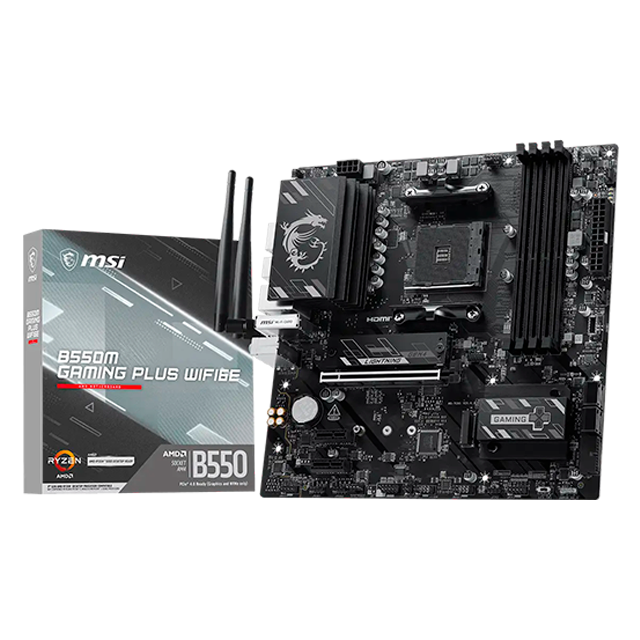 Tarjeta Madre MSI B550M GAMING PLUS WIFI6E, AM4, DDR4 hasta 128 GB, PCIe 4.0, 2× M.2, Wi-Fi 6E, Bluetooth 5.3, Micro-ATX – B550M GAMING PLUS WIFI6E