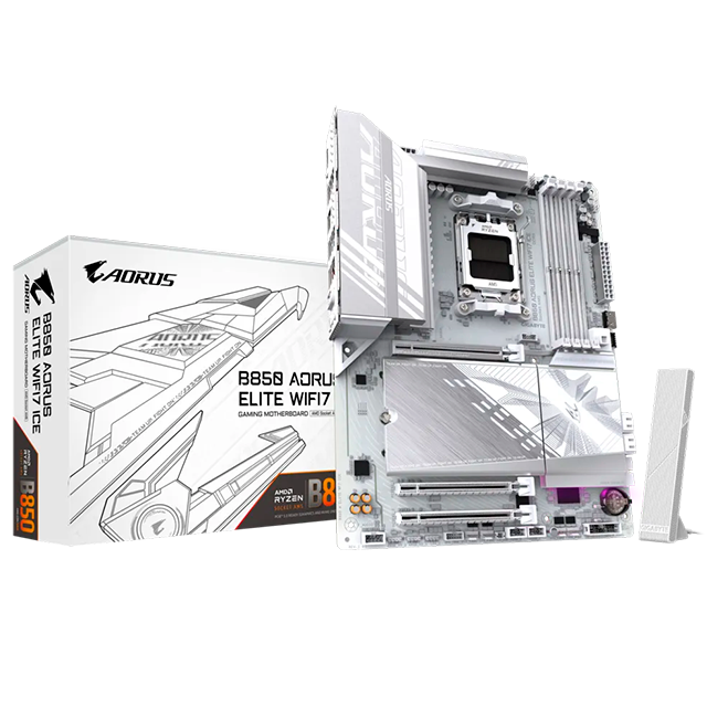 Tarjeta Madre Gigabyte B850 AORUS Elite WIFI7 ICE, ATX, Socket AM5, DDR5 8000Mhz, Wi-Fi 7 - Blanco