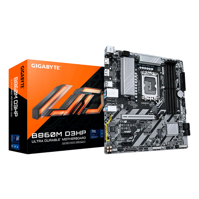 Tarjeta Madre Gigabyte B860M D3HP, Micro-ATX, Socket LGA 1851, DDR5 9066Mhz, 2x M.2