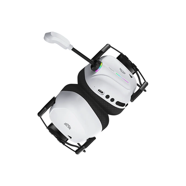 Audífonos Gamer Inalámbricos Pilot Pro HS808, Sonido Envolvente, Micrófono Retráctil, Batería de Larga Duración, Iluminación RGB, Blanco - BR-938594