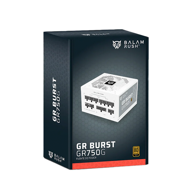 Fuente de Poder Balam Rush GR Burst GR750G Legend Series, 750W, 80 Plus Gold, ATX, Full Modular, Blanco – BR-940337