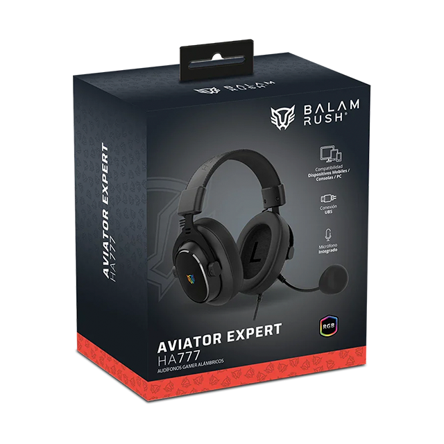 Audífonos Gamer Balam Rush Aviator Expert HA777, 7.1 Canales, Drivers 53 mm, Alámbricos, Negro – BR-941143