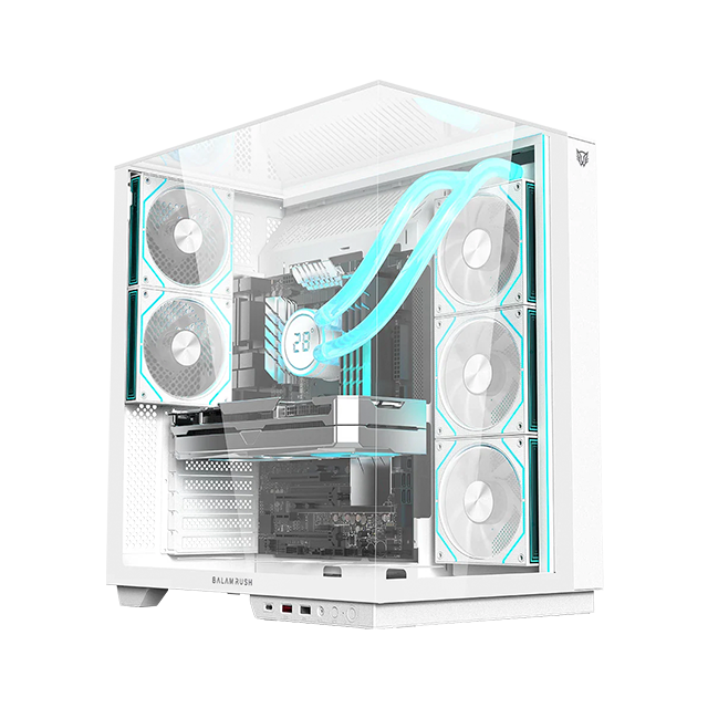 Gabinete Gamer Media Torre Tank Majestic 7600, ATX, Cristal Templado, USB-C, Blanco – BR-941501