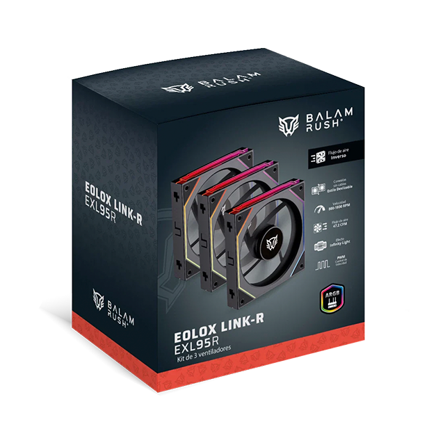 Kit de 3 Ventiladores Balam Rush EOLOX LINK-R, 120 mm, Legend Series – BR-942102