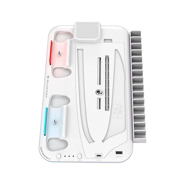 Base Enfriadora Froost Nexus BE680 para PS5, PS5 Slim y PS5 Pro, carga de controles, RGB, blanco – BR-943598