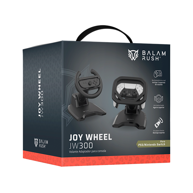 Volante Adaptador Balam Rush Joy Wheel JW300, Compatible con PS5 y Nintendo Switch, Negro – BR-943611