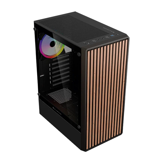 Gabinete Gamer Dragonfly Wood GM580CB, Negro, ATX/Micro-ATX/Mini-ITX, Panel Frontal Tipo Madera – BR-943949