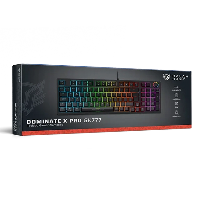 Teclado Mecánico Gamer Balam Rush DominaX Pro GK777, 90%, SNK Red Switch, RGB, Full Anti-Ghosting, Perilla Knob, USB-A, Negro – BR-945776