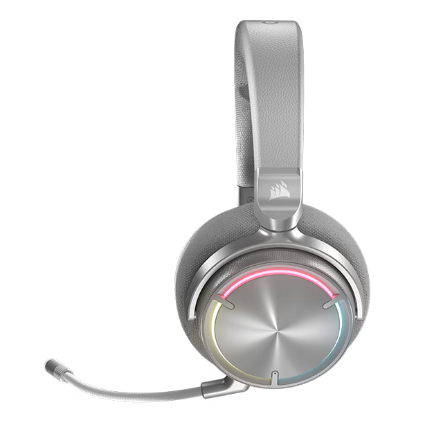 Diadema Corsair Virtuoso Max Wireless Silver, Inalámbrico (Bluetooth + 2.4 GHz), Dolby Atmos, ANC, Compatible con PC/PS5/PS4/Móvil – CA-9011373-WW