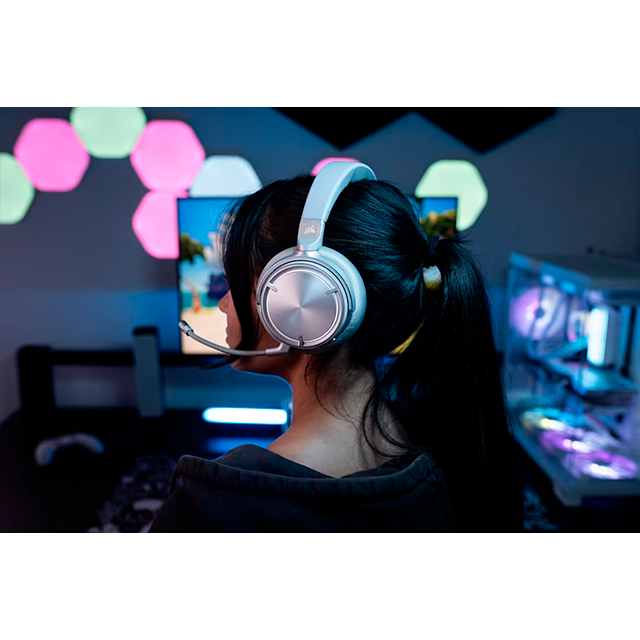 Diadema Corsair Virtuoso Max Wireless Silver, Inalámbrico (Bluetooth + 2.4 GHz), Dolby Atmos, ANC, Compatible con PC/PS5/PS4/Móvil – CA-9011373-WW