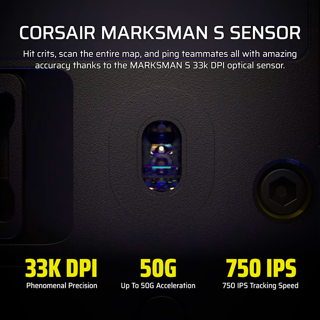 Mouse Óptico Corsair Scimitar Elite Wireless, Inalámbrico, Sensor 26,000 DPI, Panel Lateral 12 Botones, Negro/Amarillo – CH-9314415-WW