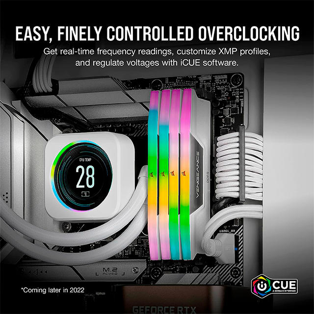 Memoria RAM Corsair Vengeance RGB 32 GB (2×16 GB), DDR5, 5200 MHz CL40 Blanca – CMH32GX5M2B5200C40W - DDR5-LOCK