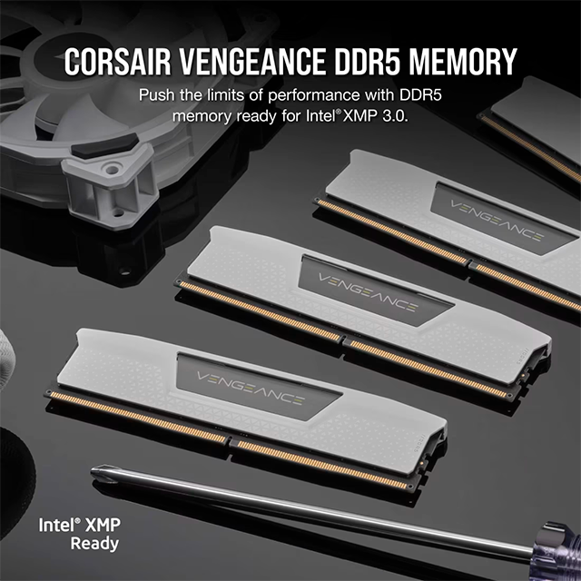 Memoria RAM Corsair Vengeance 32 GB (2×16 GB), DDR5, 5200 MHz CL40 Blanca – CMK32GX5M2B5200C40W